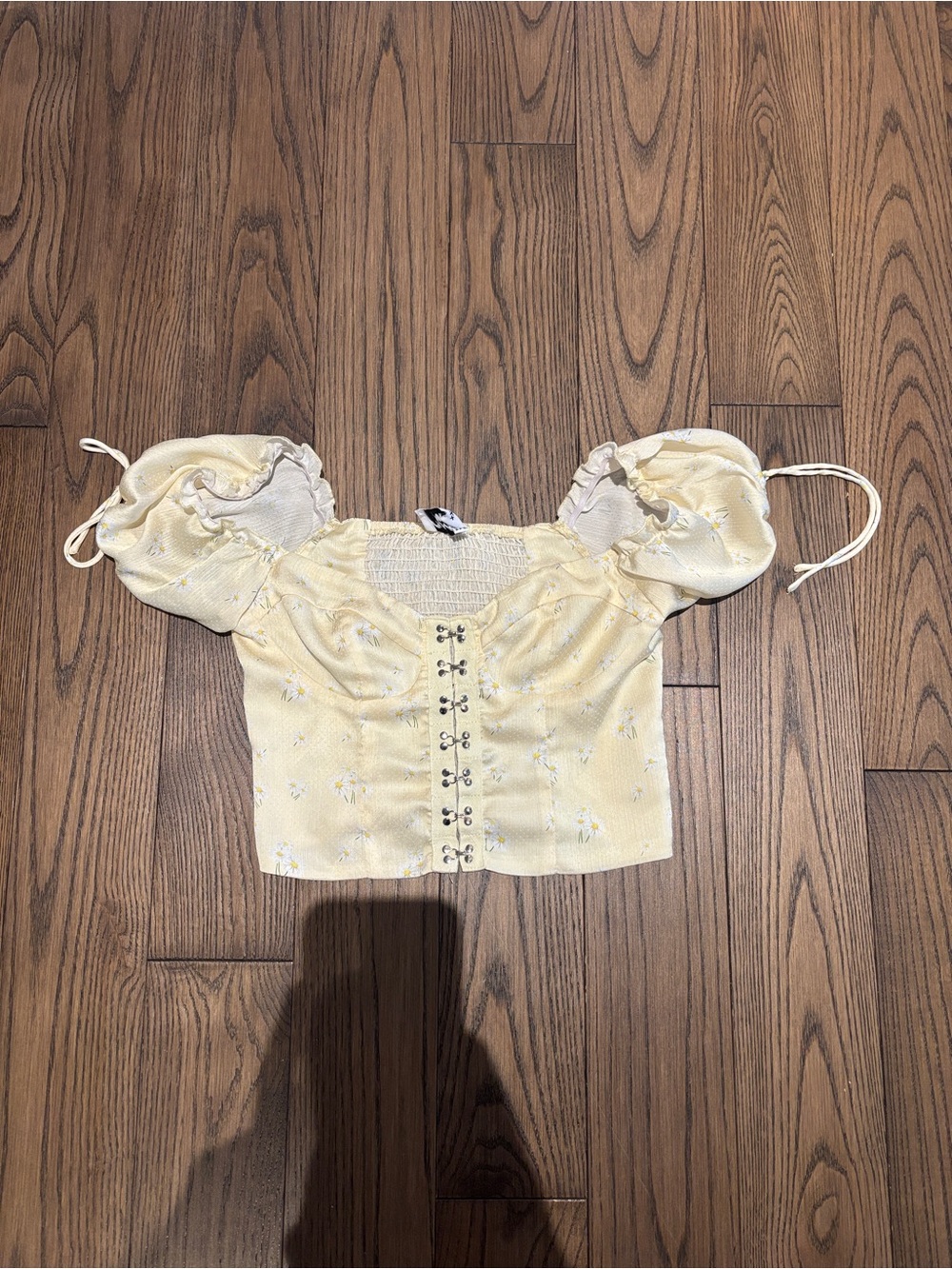 Princess Polly Yellow Puff Sleeve Cropped Top